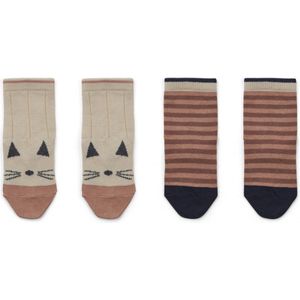 Liewood - Silas - Sokken - CatStripe Coral Blush
