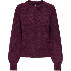 Only - Onlgila Life Ls Structure O-neck Bf - Gebreide Trui - Winetasting/Melange - Dames
