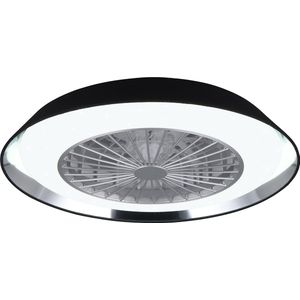 LED Plafondlamp met Ventilator - Plafondventilator - Torna Berga - 30W - Aanpasbare Kleur - Afstandsbediening - Dimbaar - Rond - Zwart - Kunststof