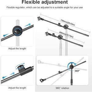 microfoonarm / Premium Low Profile Microphone Arm and Cable Ducts, Desk Clamp,