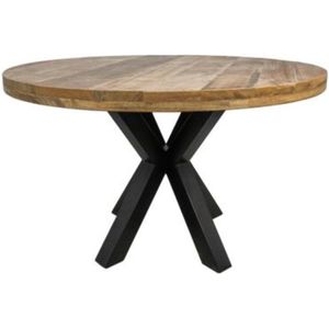 Sfeerwonen en Zo® Ronde tafel met spinpoot - 140 cm - mango hout - DIK BLAD