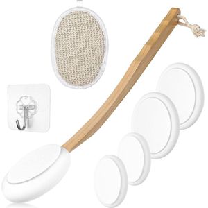 7 x Shower Back Brush Set with 4 Interchangeable Pads and Long HandleLotions