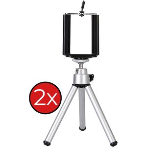 Tripod Smartphone Mini Camera Statief Uitschuifbaar - Zilver - 2 PACK