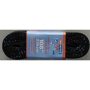 TexStyle Speed Skate veters voor noren - Zwart met een blauw streepje - 63inch 160cm - Canadese doublewaxed laces