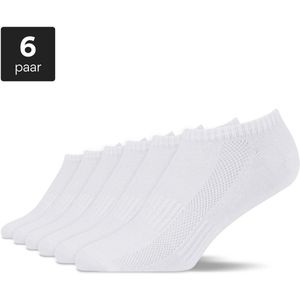 SNOCKS - Enkelsokken - Wit - Sneakersokken Dames en Heren - 6 Stuks - Biologisch Katoen