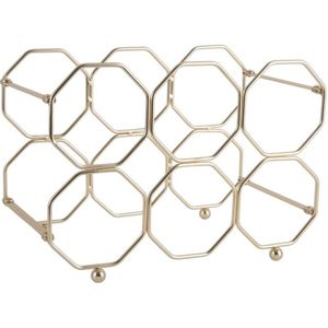 Pt, (Present Time) Honeycomb Wijnrek - 16,5 x 31 x 22 cm - Goud - Ijzer - 6 flessen