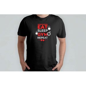 Eat Sleep Gym Repeat - T Shirt - GymLife - FitnessJourney - NoPainNoGain - LiftHeavy - SportschoolLeven - TrainenMetPassie - FitnessReis - ZwaarTillen