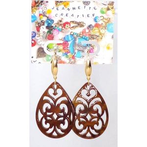 Jeannette-Creatief® - Resin - Barok Druppel Chocolade Bruin- Bruine oorbellen - Chocolade - Koffiebruin - Mocha Mousse - Chocoladebruin - Gouden Oorbellen - Oorbellen - Oorbellen dames - Oorhaakjes