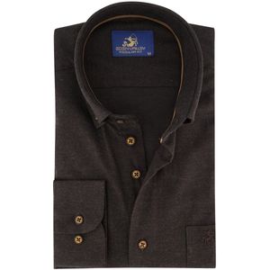 Katoenen effen Eden Valley overhemd normale fit bruin