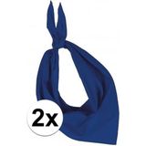 2x Zakdoek bandana kobalt blauw - hoofddoekjes