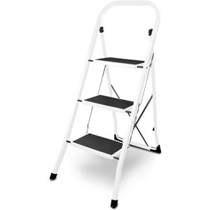 siwitec - Trapladder - Wit - Opvouwbaar - 3 Treden - Belastbaar tot 150 kg