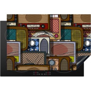KitchenYeah® Inductie beschermer 76x51.5 cm - Tieners - Radio - Patronen - Retro - Kookplaataccessoires - Afdekplaat voor kookplaat - Inductiebeschermer - Inductiemat - Inductieplaat mat