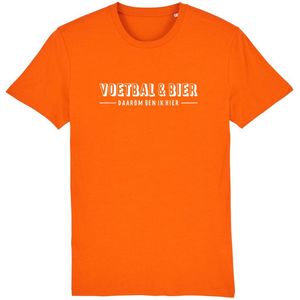 Voetbal & bier daarom ben ik hier Rustaagh unisex t-shirt 3XL - Oranje shirt dames - Oranje shirt heren - Oranje shirt nederlands elftal -  WK voetbal 2022 shirt - WK voetbal 2022 kleding - Nederlands elftal voetbal shirt