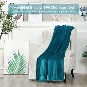 Sherpa-deken turquoise pluizige knuffeldeken 150x200 cm, hoogwaardige dekens superwarme zachte fleecedeken als banksprei/woonkamerdeken