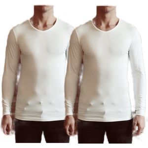 Dice mannen Longsleeve shirts V-hals 2-stuks wit maat XXL