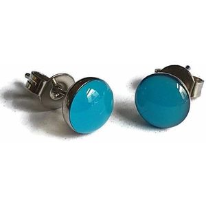 Aramat Jewels Oorbellen - Stalen blauwe oorbellen 7mm - Roestvrij staal - Vrouwen - Kinderen - 7