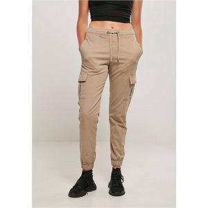 Urban Classics - High Waist Cargo Comfort softtaupe Dames joggingbroek - 3XL - Creme