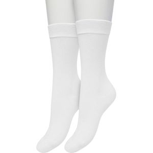 Bonnie Doon Basic Sokken Dames Wit maat 36/42 - 2 paar - Basis Katoenen Sok - Gladde Naden - Brede Boord - Uitstekend Draagcomfort - Perfecte Pasvorm - 2-pack - Multipack - Effen - White - OL834222.1