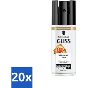20 x Gliss - Total Repair Brilliant Tonic - Voor Droog en Beschadigd Haar - 100 ml - Haartonic - Glansspray - Droog Haar - Beschadigd Haar - Haarverzorging