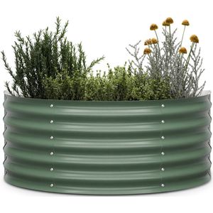 Blumfeldt High Grow Half Circle hoge kweekbak - 105x60x43cm - Stalen golfplaat - Moskleur