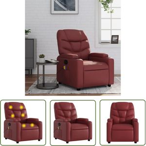 vidaXL Lounge Stoel - Massagestoel - Massagestoel verstelbaar kunstleer wijnrood - Relaxstoel - Elektrische Massage - Ergonomische Stoel