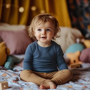 Wollen baby- kindertrui - Merinowol - Vintage Indigo 92