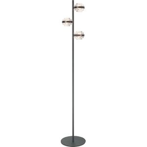Sierlijke vloerlamp Dynasty | 3 lichts | zwart / transparant | glas / metaal | 164 cm hoog | modern / sfeervol design