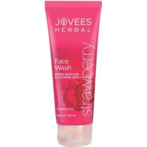 Jovees Strawberry Face Wash met aardbei-extracten (120 ml) voor normale tot droge huid | Diepe reiniging | Kalmerend | Vitamine E en Jojoba | Voor dames en heren | Voor een hydraterende en stralende huid