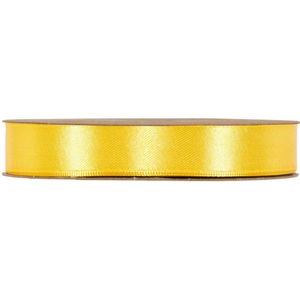Lint - Geel - 50m x 15mm | Double Satin Classic | Dubbelzijdig Luxe Satijnen Lint | Feestlint op rol | Satijn Lint | Cadeaulint