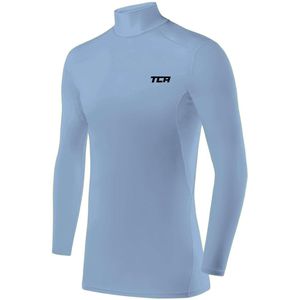 TCA Heren HyperFusion Compressie Basislaag Top Lange Mouw Ondershirt - Mock Neck/Crew Neck - IJsblauw, Small