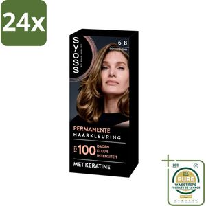 SYOSS - Permanent Coloration 6-8 - Haarverf - Permanente Haarkleuring - Donkerblond - Grijsdekking - Voordeelverpakking - 24 stuks - Keratine - Grijsdekking