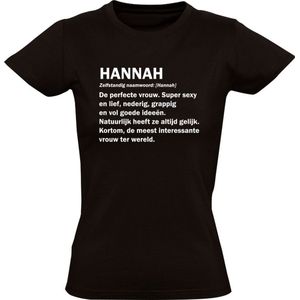 Hannah grappig Dames t-shirt | verjaardag | cadeau | kado | shirt | Zwart