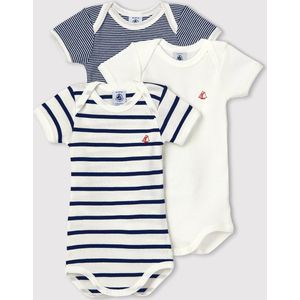 Petit Bateau Set van 3 babyrompertjes met korte mouwen - 104