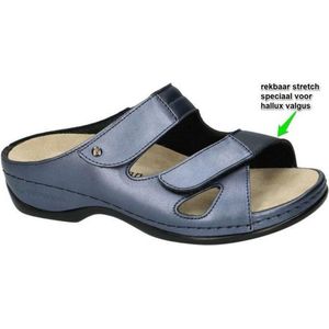 Berkemann - Janna - Pantoffels - Blauw - Echt Leer - Uitneembare Voetbedden