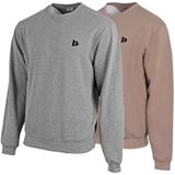 2-Pack Donnay - Fleece sweater ronde hals (Dean) - Sporttrui - Heren - Silver-marl/Taupe-grey (726) - maat S