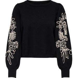 Only - Onlmagnolia Ls Detail - Trui - Zwart/Ecru - Dames