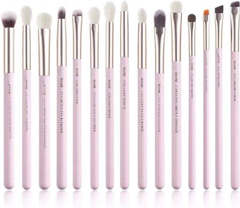 Jessup T294 - Set van 15 Professionele Make-up Kwasten - Houten Handgrepen - Synthetische Haren