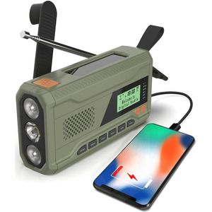 Noodradio op zonne-energie- uitgerust met een 4500mAh-batterij/zaklamp en luidspreker-geschikt voor noodgevallen/overleven in de wildernis en kamperen