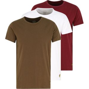 Lyle & Scott 3-Pack Heren T-Shirts - Bordeaux/Wit/Khaki - Maat S - Casual Basics - Maxwell shirts