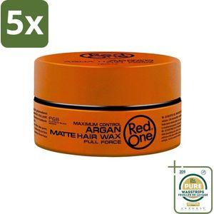 5 x Red One - Haarwax - Argan Matte - Verzorgende Styling - Voor Intensieve Verzorging & Matte Look - 150 ml - Grootverpakking - Haarwax - Argan Matte - Verzorgende Styling - Matte Finish - Langdurige Hold