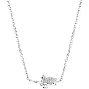 Lucardi Dames Ketting met hanger tulp - Echt Zilver - Ketting - Cadeau - 43 cm - Goudkleurig