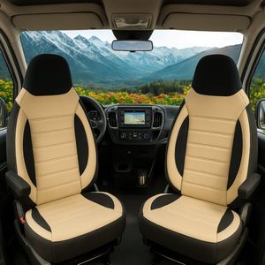 Stoelhoezen voor Mercedes Vito V Klasse W447 bestelbus in pasvorm, set van 2 stuks - bestuurder 1 + 1 passagierszijde | Met armleuning hoezen | CBS106 | Zwart - Beige