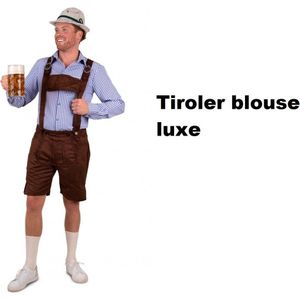 Luxe Tiroler blouse blauw/wit mt.M/L - Oktoberfest thema feest festival bier party