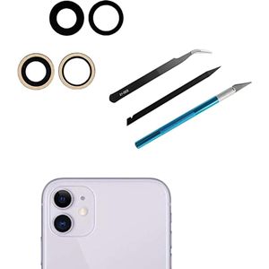 Camera Lens Vervanging Achterkant voor iPhone 11 - Anti-Kras Lens & Waterdicht - Achterste Glas Camera Lens Cover Vervanging met Vooraf Geïnstalleerde Lijm en Reparatie Gereedschap Kit