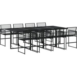 vidaXL Tuinset - Tuinsets - Loungeset - Tuintafel - 9-delige Tuinset poly rattan zwart