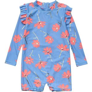 Snapper Rock - UV Zwempak voor baby's - Lange mouw - Beach Bloom - Blauw/Roze - maat 0 (< 68cm)