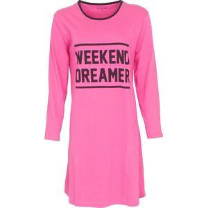 Tempation Dames Nachthemd - Bigshirt - Katoen - Roze - Maat L