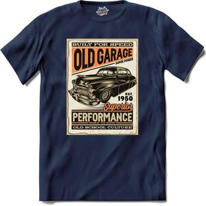 Built For Speed | Auto - Cars - Retro - T-Shirt - Unisex - Navy Blue - Maat M