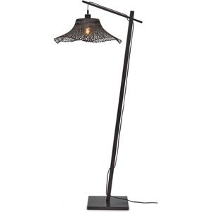 GOOD&MOJO Vloerlamp Ibiza - Bamboe Zwart - 77x50x150cm - - Staande lampen voor Woonkamer - Slaapkamer