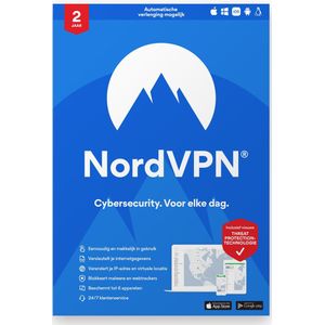 NordVPN Standard - VPN & Cybersecurity Software - 6 Apparaten - 2-jarig Abonnement - PC & Telefoon Download